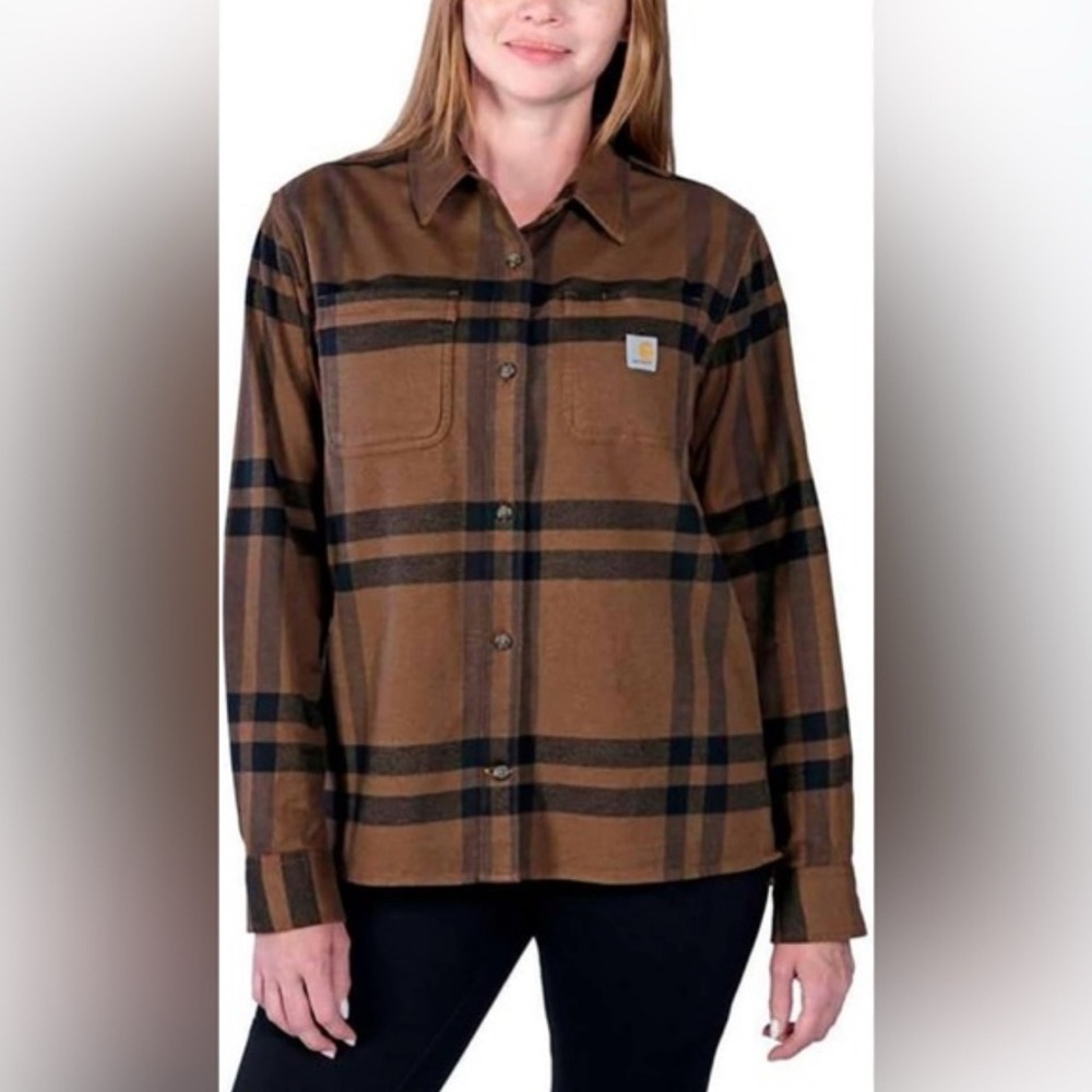 Carhartt Womens Rugged Flex Relaxed Fit Flannel Long-Sleeve Plaid Shirt 3X